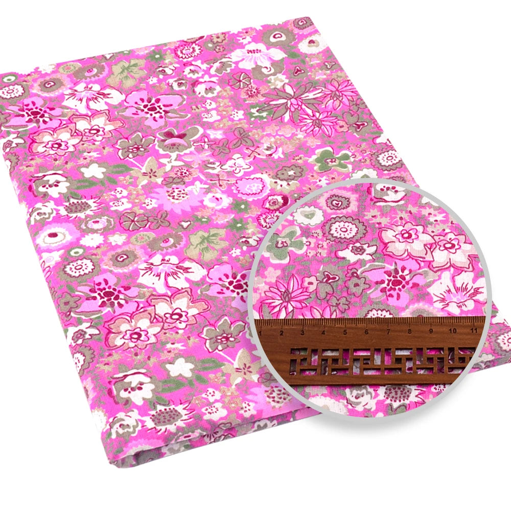 100% Cotton Fabric Pink Purple Pattern Floral Plain Printed Patchwork Cloth DIY Handmade Sewing fabrics in The Meter Needlework