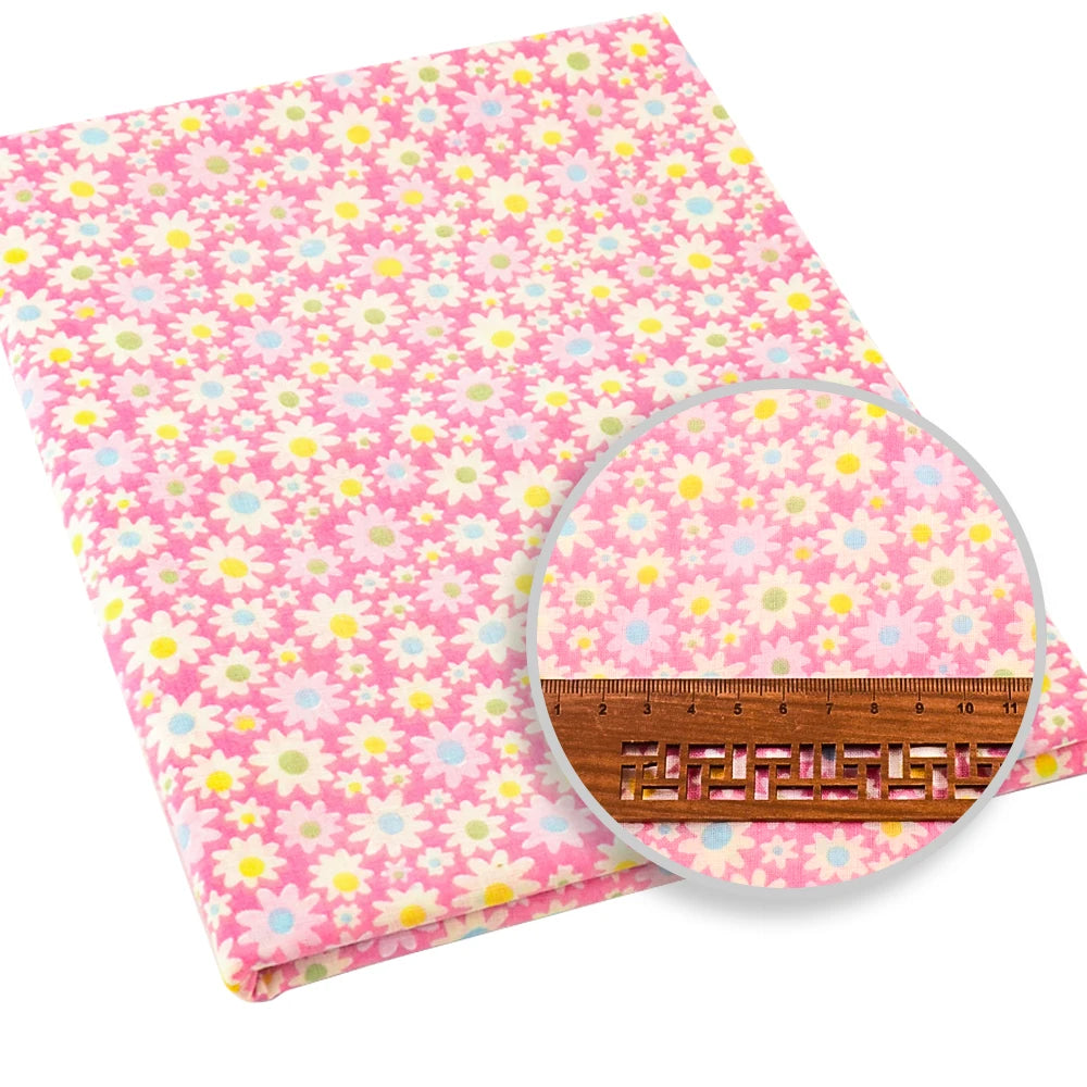 100% Cotton Fabric Pink Purple Pattern Floral Plain Printed Patchwork Cloth DIY Handmade Sewing fabrics in The Meter Needlework