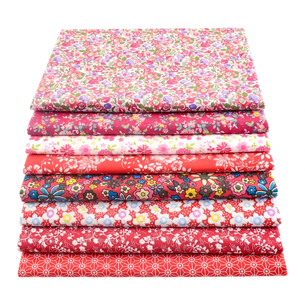 Teramila 8PCS Pack Square Multicolor Printed Cotton Fabric For Sewing Quilt Cloth Needlework Plaid Handicraft Material Patchwork