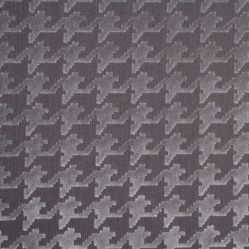 Charcoal Gray/Light Gray Houndstooth Velvet