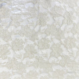Haiden Shiny Floral Jacquard Polyester Fabric - White, Champagne, 55" Width (1 Yard)