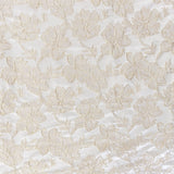 Haiden Shiny Floral Jacquard Polyester Fabric - White, Champagne, 55" Width (1 Yard)