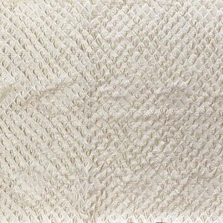 Halpern Polyester Fabric - Shiny Diamond Embossed Jacquard, White/Champagne, 55" Width (1 Yard)