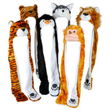Plush Animal Hoodie Scarf Hat Assortment 35" (1 DZ)