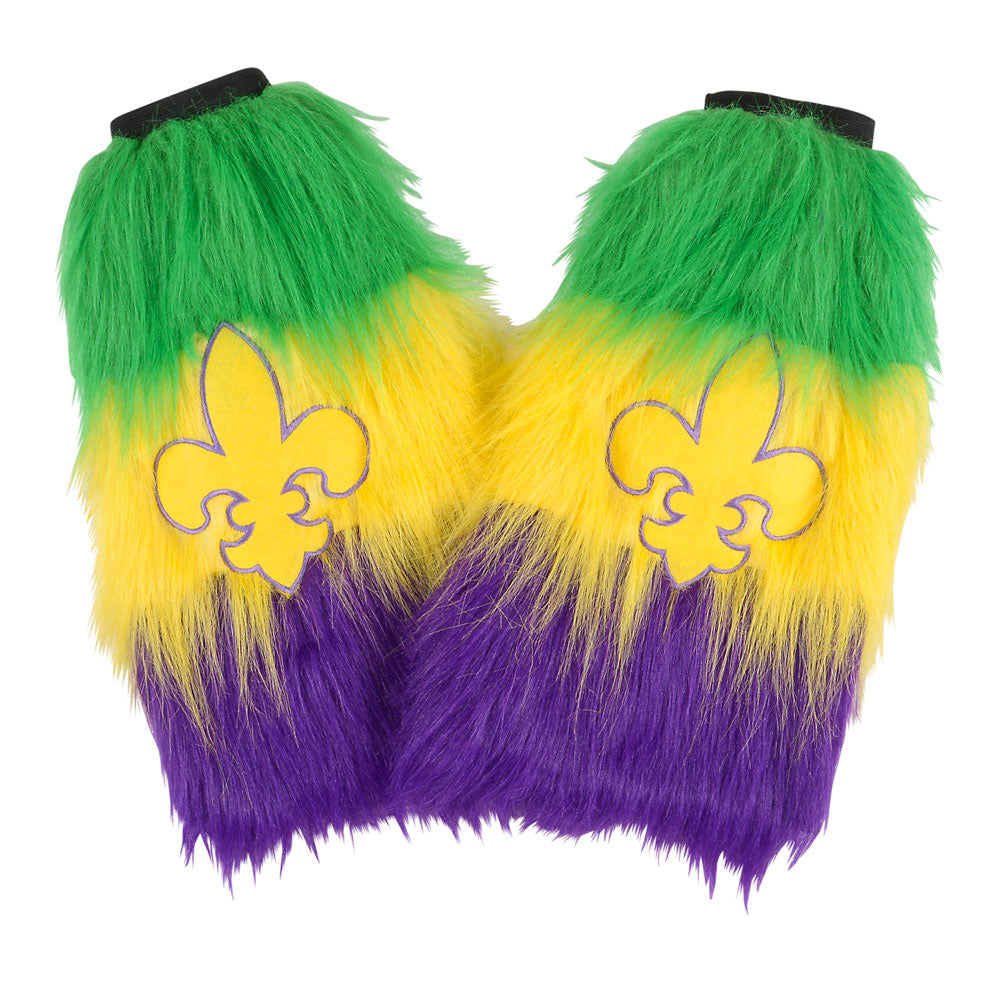 Mardi Gras Leg Warmers Fleur De Lis Furry (1 PR)