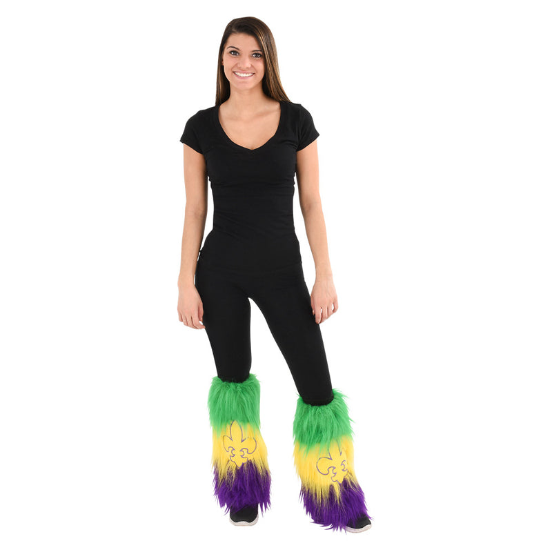 Mardi Gras Leg Warmers Fleur De Lis Furry (1 PR)