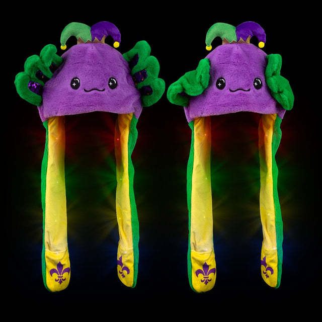 Mardi Gras Axolotl Light-Up Hat
