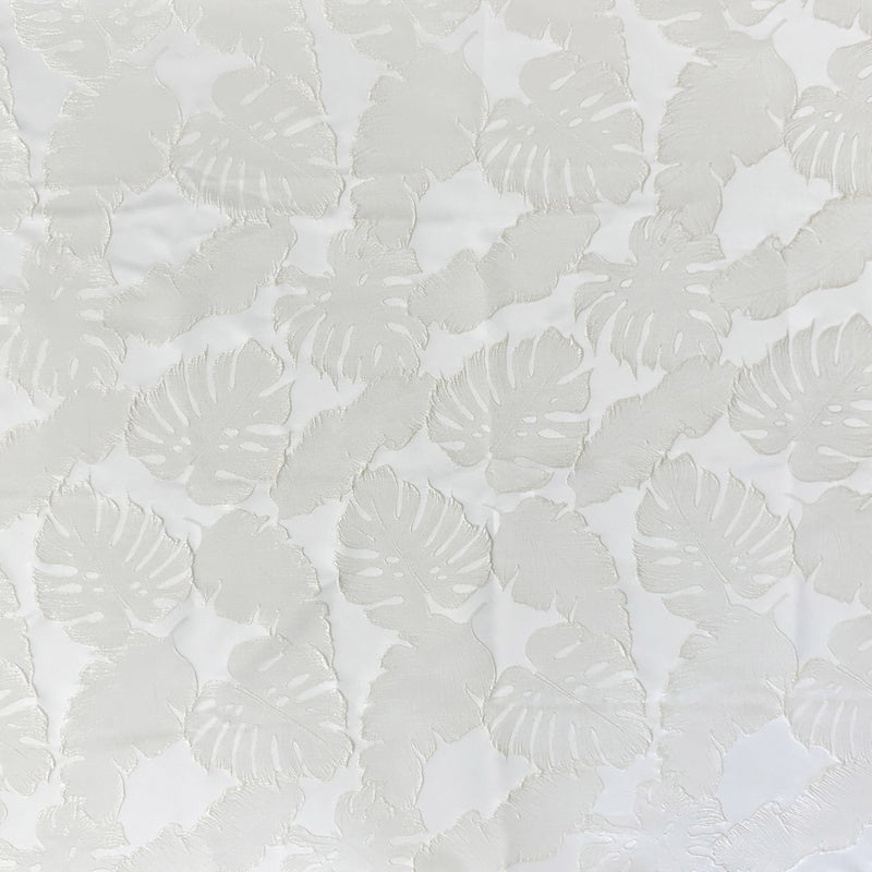 Haney Shiny Floral Jacquard Fabric - White, Champagne, 55" Width (1 Yard)