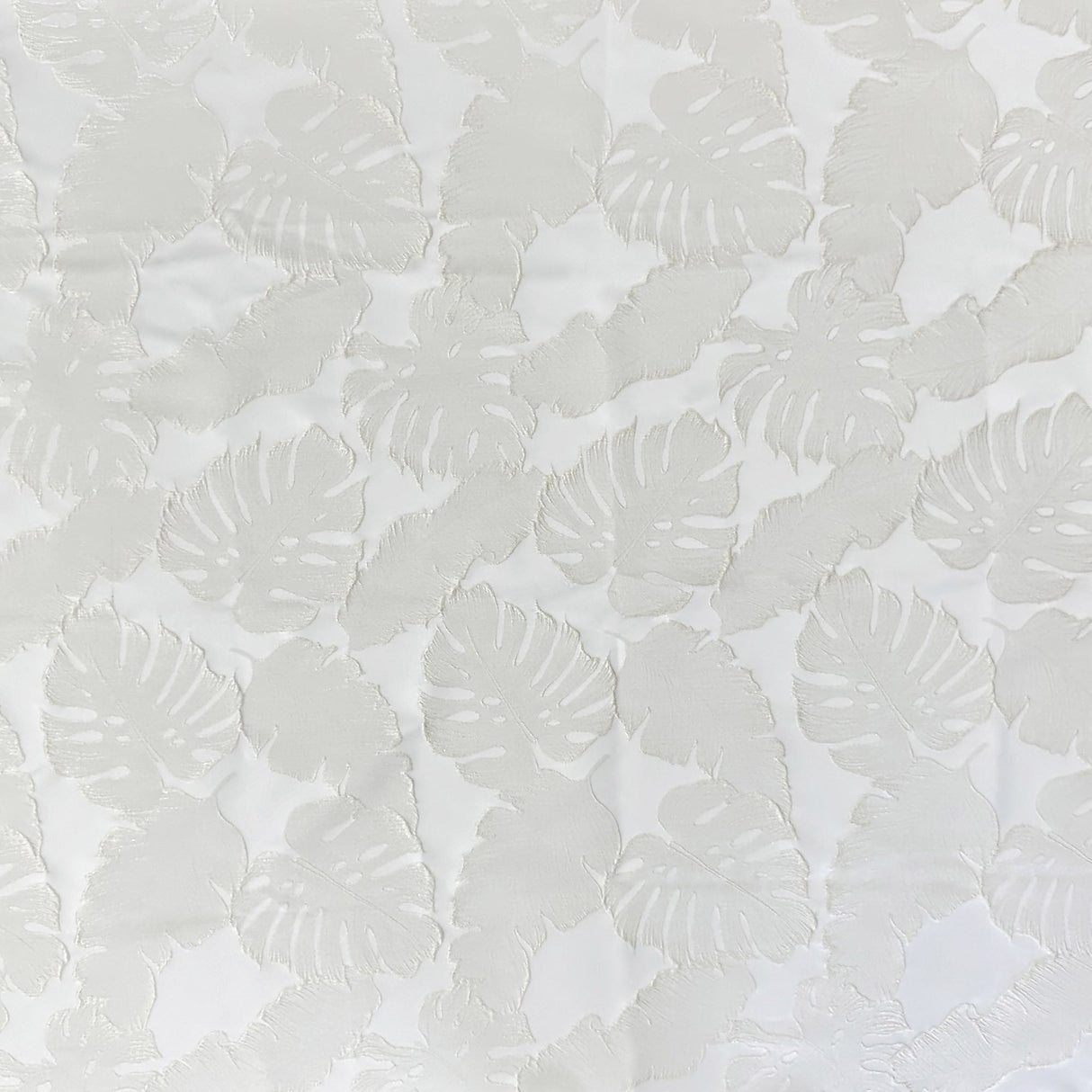 Haney Shiny Floral Jacquard Fabric - White, Champagne, 55" Width (1 Yard)