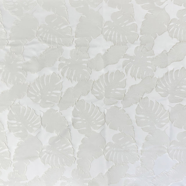 Haney Shiny Floral Jacquard Fabric - White, Champagne, 55" Width (1 Yard)