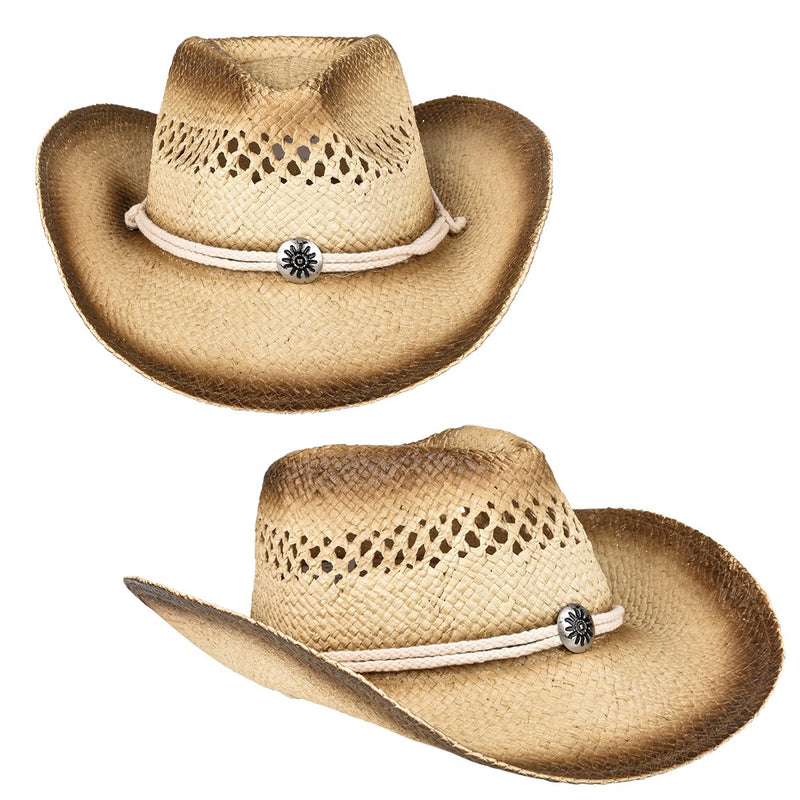 Straw Cowboy Hat Vented Tea Stained (1 DZ)