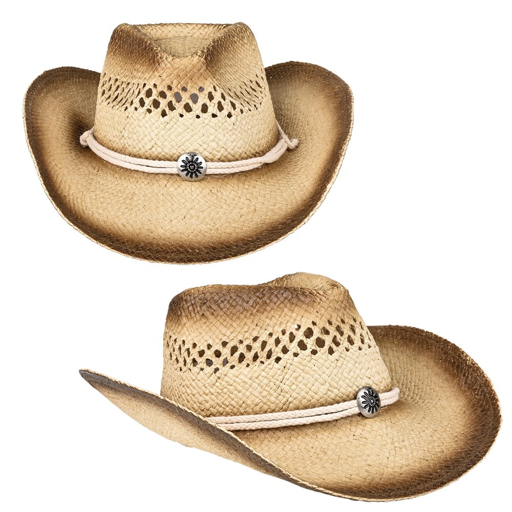 Straw Cowboy Hat Vented Tea Stained (1 DZ)