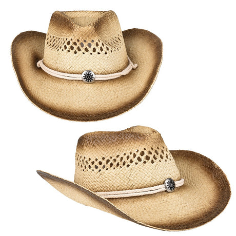 Straw Cowboy Hat Vented Tea Stained (1 DZ)