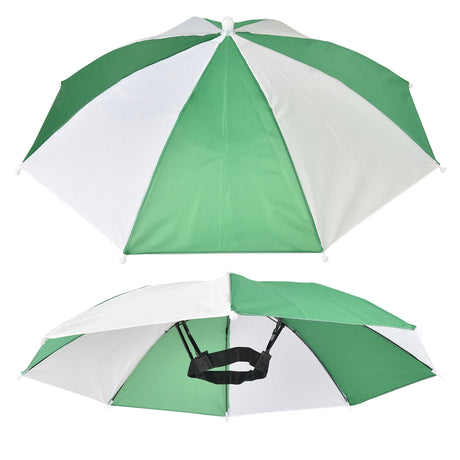Umbrella Hat Green and White 20" (1 DZ)