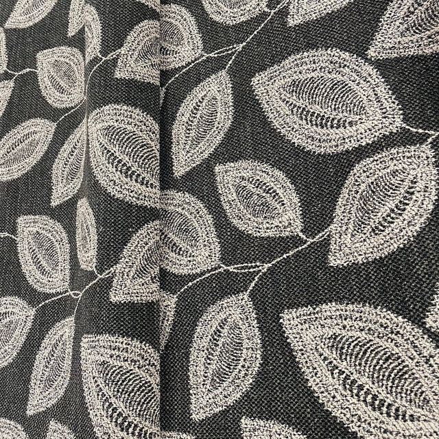 Charcoal Botanical Upholstery Fabric by the Yard