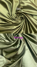 Olive Bridal Satin Polyester Fabric - Olive, Satin, 58"-60" Wide (1 Yard)