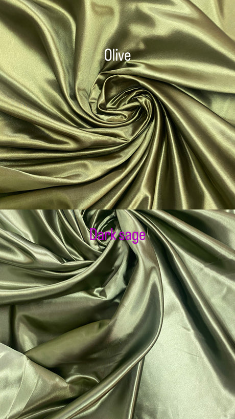 Olive Bridal Satin Polyester Fabric - Olive, Satin, 58"-60" Wide (1 Yard)