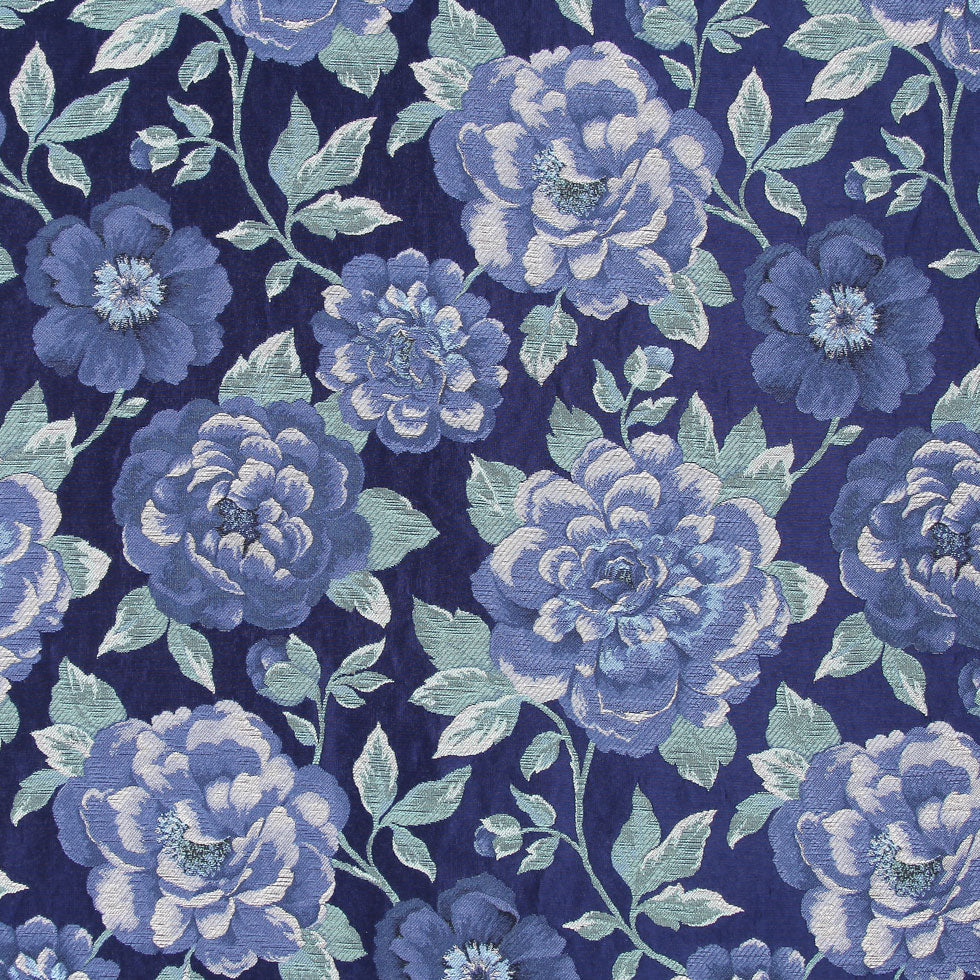 Marine/Sage/Beige Floral Woven