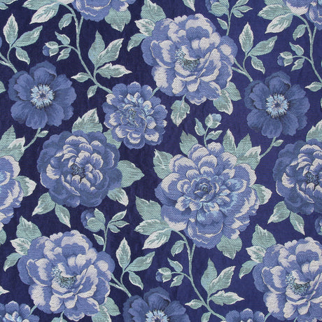 Marine/Sage/Beige Floral Woven