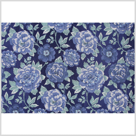 Marine/Sage/Beige Floral Woven