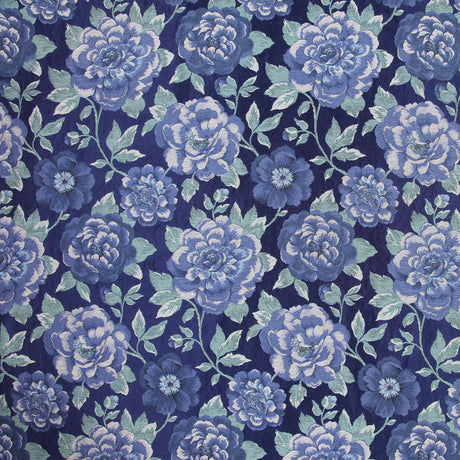 Marine/Sage/Beige Floral Woven