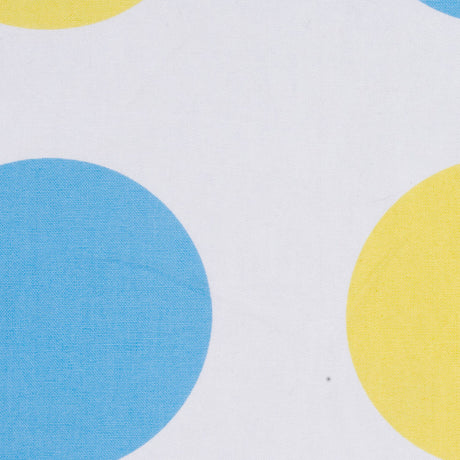 Off-White/Maize/Sky Blue Polka Dots Canvas