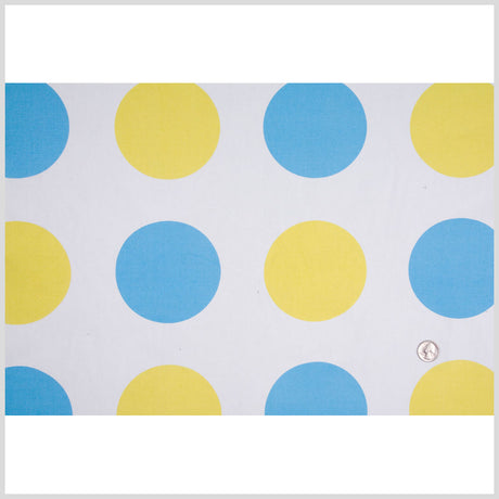 Off-White/Maize/Sky Blue Polka Dots Canvas