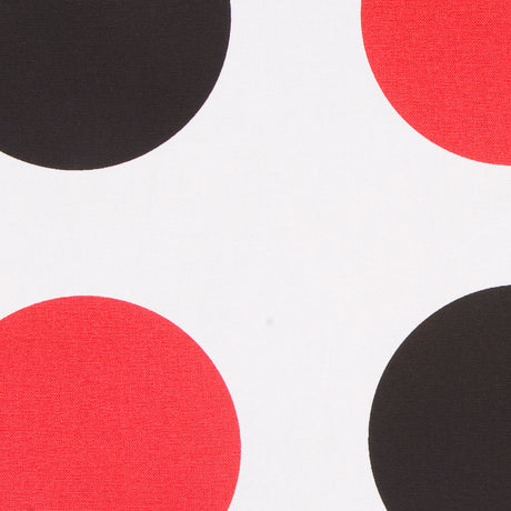 Off-White/Black/Primary Red Polka Dots Canvas