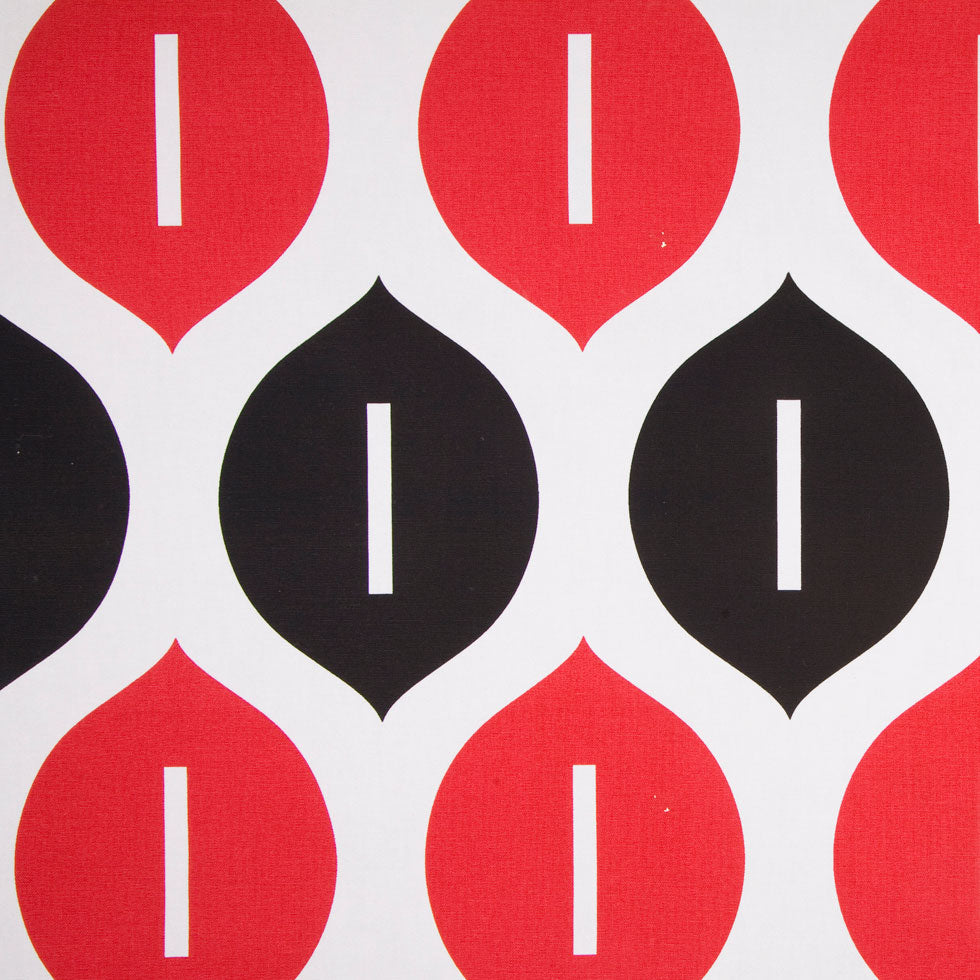 Off-White/Black/Primary Red Geometric Canvas