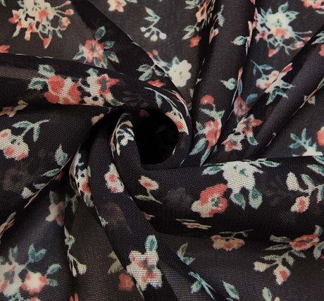 Hi Multi Chiffon 1B493 Polyester Chiffon Fabric - Black, 58/60" Width (1 Yard)