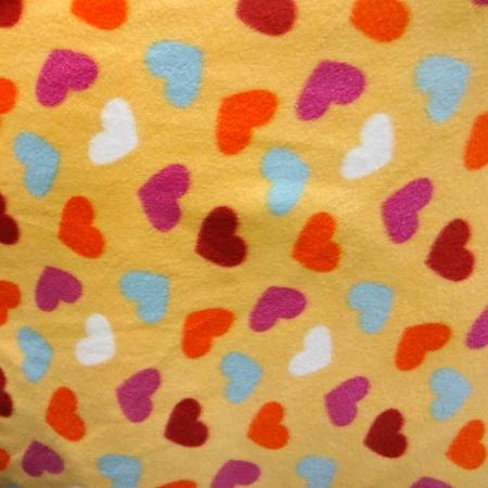 Hearts on Yellow Anti Pill Fleece Fabric,