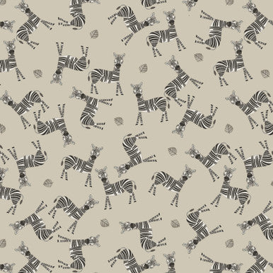 Cotton Fabric Jungle Romp Tossed Zebra Beige 43/44"