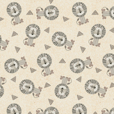 Cotton Fabric Jungle Romp Tossed Lions Cream 43/44"