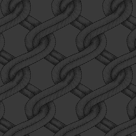 Cotton Wideback Fabric Charcoal/Black Twisted Rope Stitched Braid 108"