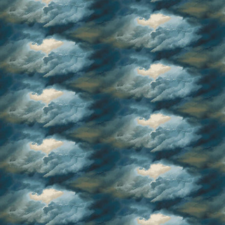 Cotton Print Blue Coastal Guardians Stormy Sky Fabric