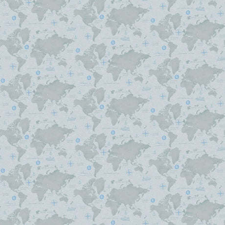 Cotton Print Grey Coastal Guardians Map Fabric 43/44"