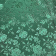 Hunter Green Rose Floral Jacquard Satin Fabric - Hunter Green Rose Floral Jacquard, 60" Width