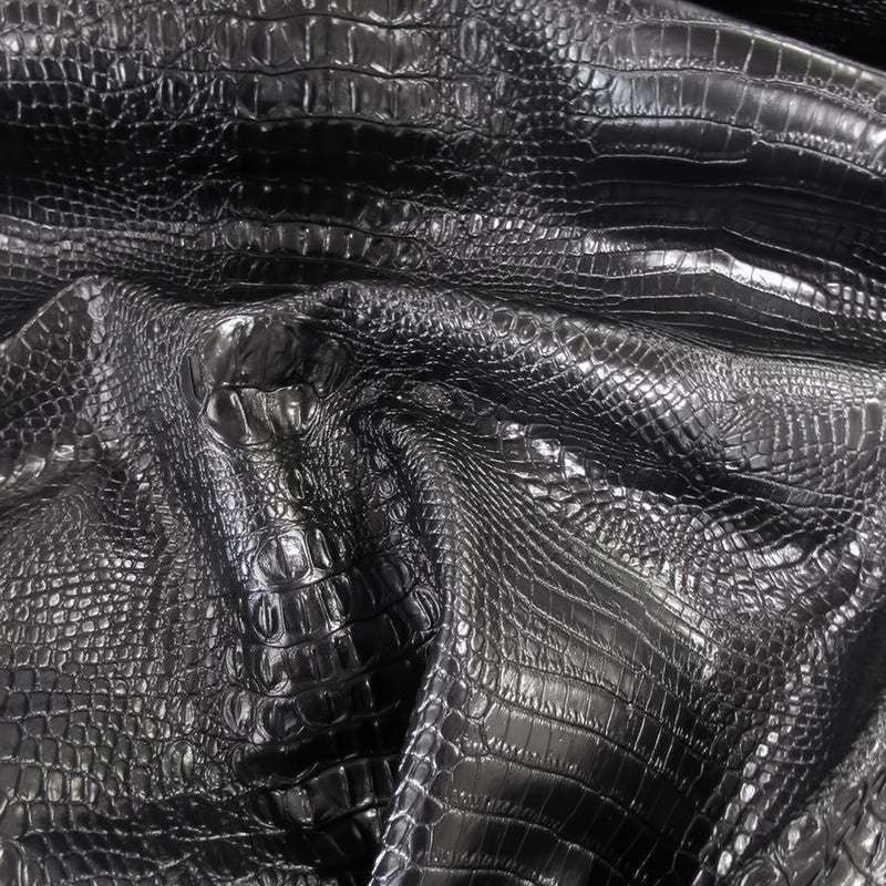 Death Black Hydra Gator 3D Embossed Vinyl Fabric by the Yard