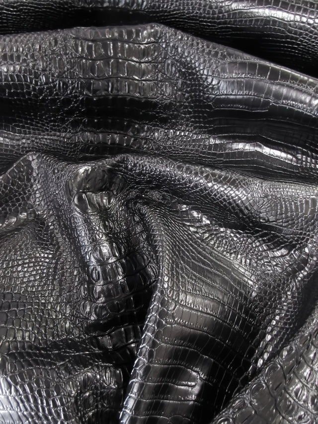 Death Black Hydra Gator 3D Embossed Vinyl Fabric by the Yard