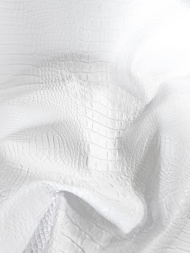 Pure White Hydra Gator 3D Embossed Vinyl Fabric
