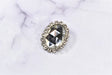 Rhinestone Brooch Applique Floral Silver