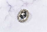 Rhinestone Brooch Applique Floral Silver