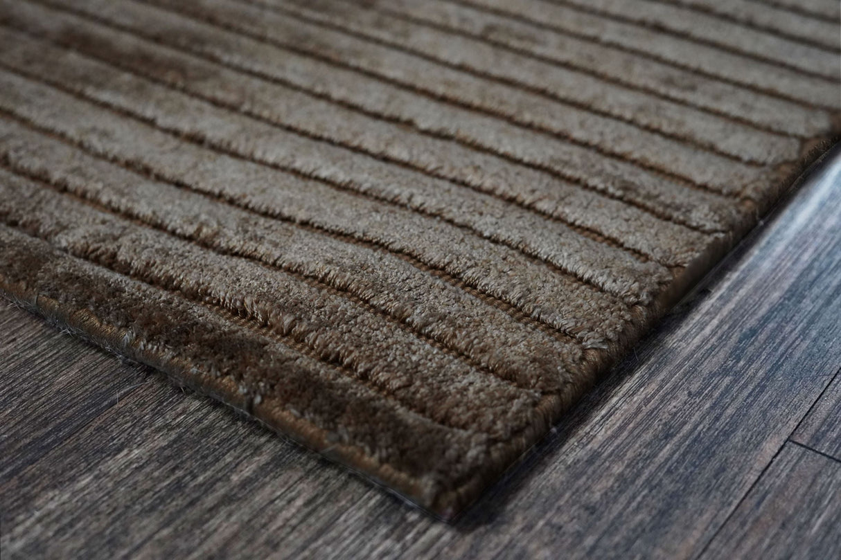 Handloom Viscose Yarn Area Rug - Hand-Made Hand Knotted, Brown, 8' X 10' And 8' 9" X 12' (1 Piece)