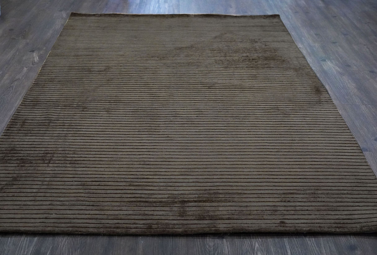 Handloom Viscose Yarn Area Rug - Hand-Made Hand Knotted, Brown, 8' X 10' And 8' 9" X 12' (1 Piece)