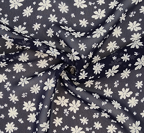 Hi Multi Chiffon 1D1341 Polyester Fabric - Navy/Ivory, 58/60" Width