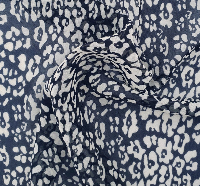 Hi Multi Chiffon 1D1354 100 Percent Polyester Chiffon Fabric - Navy/Ivory, Sheer, 58/60" Width (1 Yard)