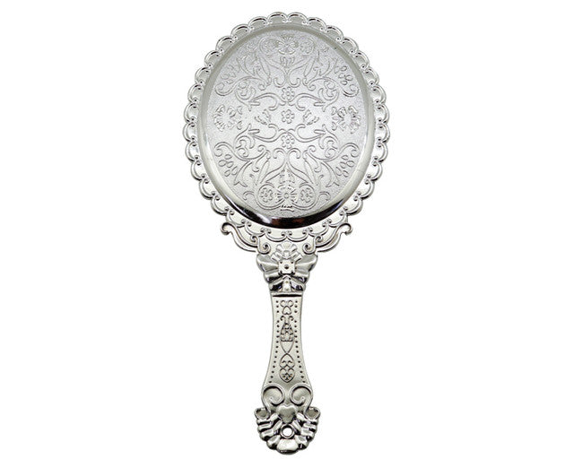 4 1/2" x 10" Silver Portable Mis Quince Handheld Mirror – Pack of 12 Quinceañera Favors