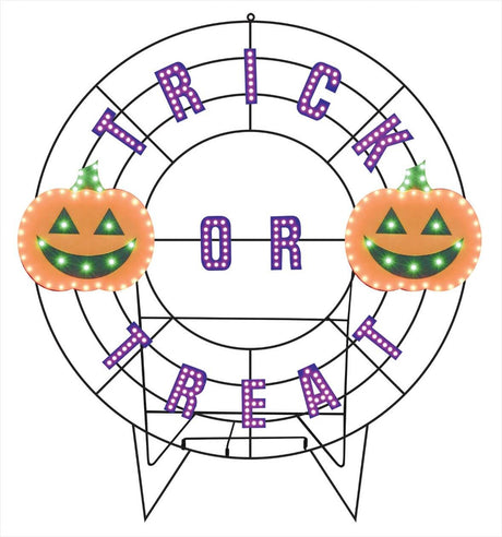 40" Wreath - Trick or Treat with Jack O'Lanterns with 239 Lights