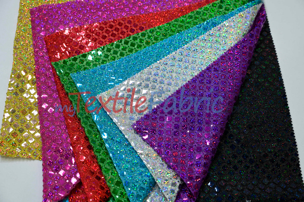 Holographic Shimmer Sequins Fabric - Lightweight Flowy Holographic Sequins, 45" Width (1 Yard)