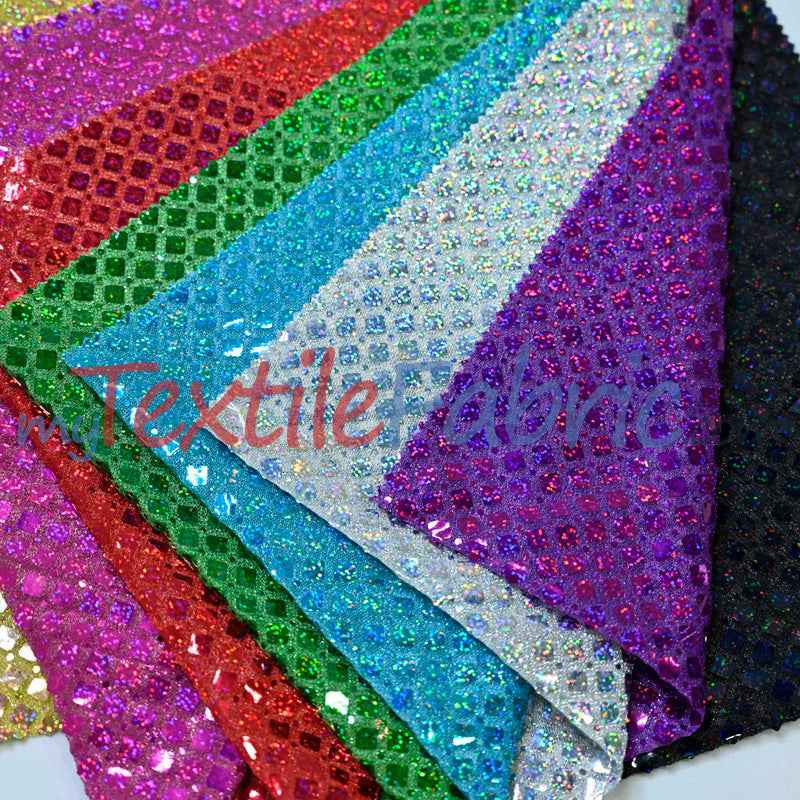 Holographic Shimmer Sequins Fabric - Lightweight Flowy Holographic Sequins, 45" Width (1 Yard)